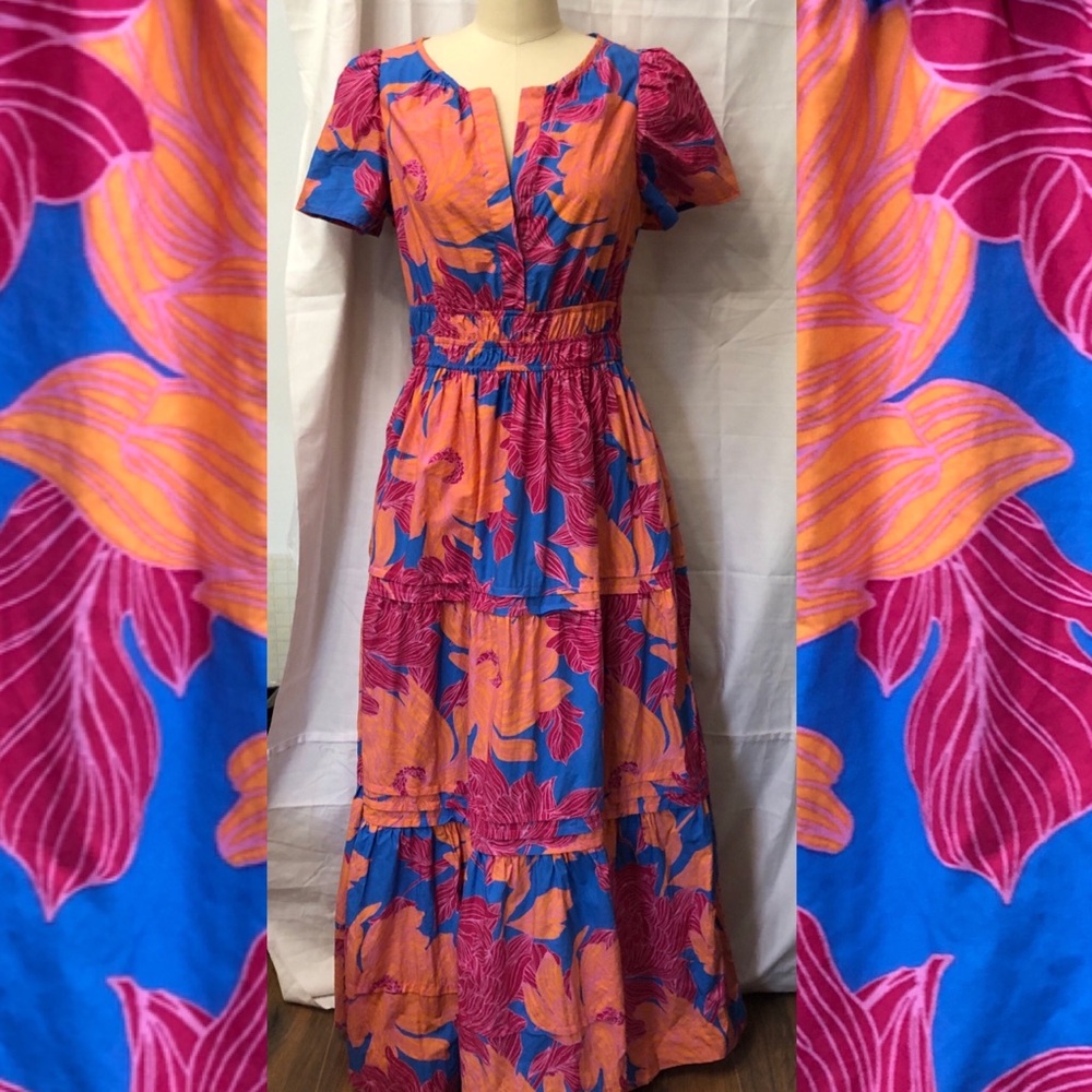 Cynthia Rowley Tropical Cruise Summer Maxi Dress Small Anthropologie Somerset Sm